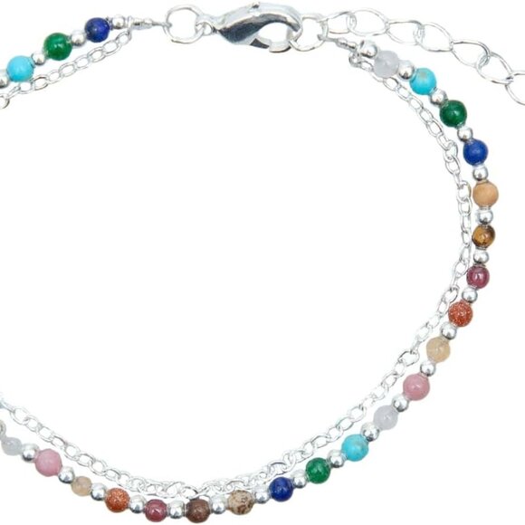 Healing Energy Chakra Bracelets Master Healer Silver with Real Stones - Picture 1 of 6